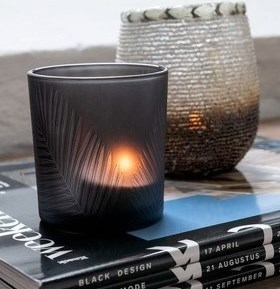 Photophore J-line en verre fumé avec motif végétal – ambiance lumineuse cosy